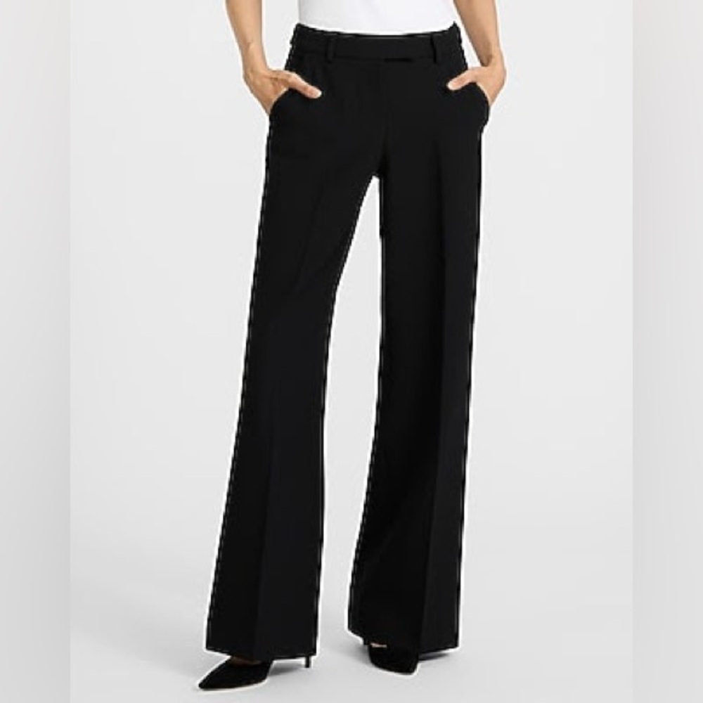 Express Editor Relaxed Trouser Mid Rise Pant, Black, Size 8R